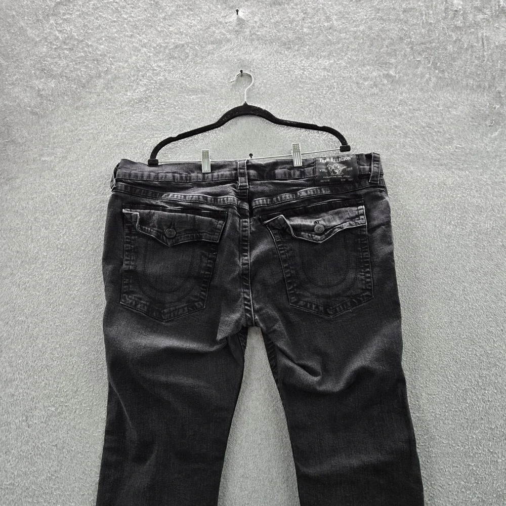 True Religion Men Jeans 42 Black Denim Ricky Straight 28